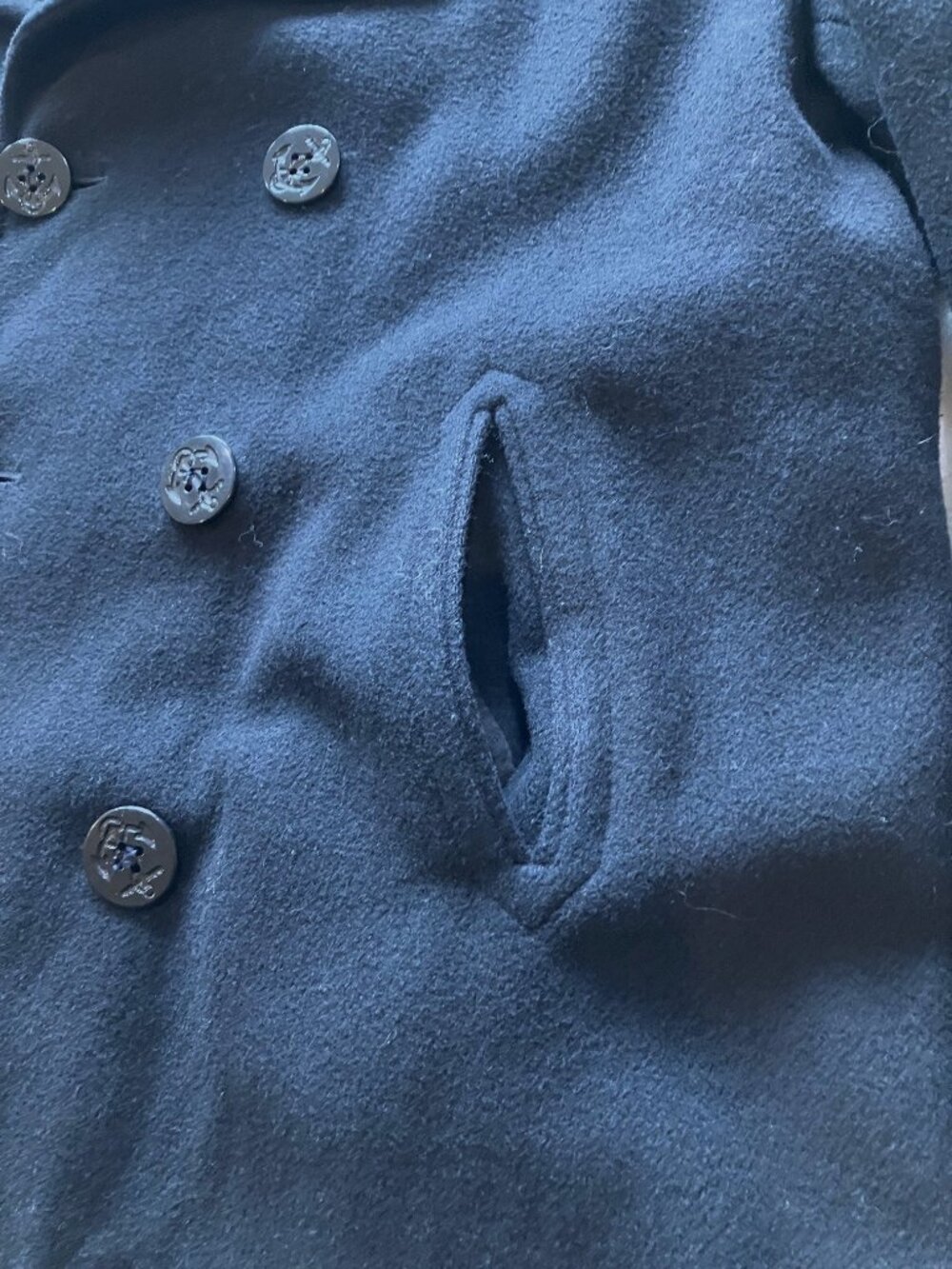 Vintage John Weitz Forstmann Wool Peacoat Mens 46 Black Double Breasted Nautical - Picture 5 of 15